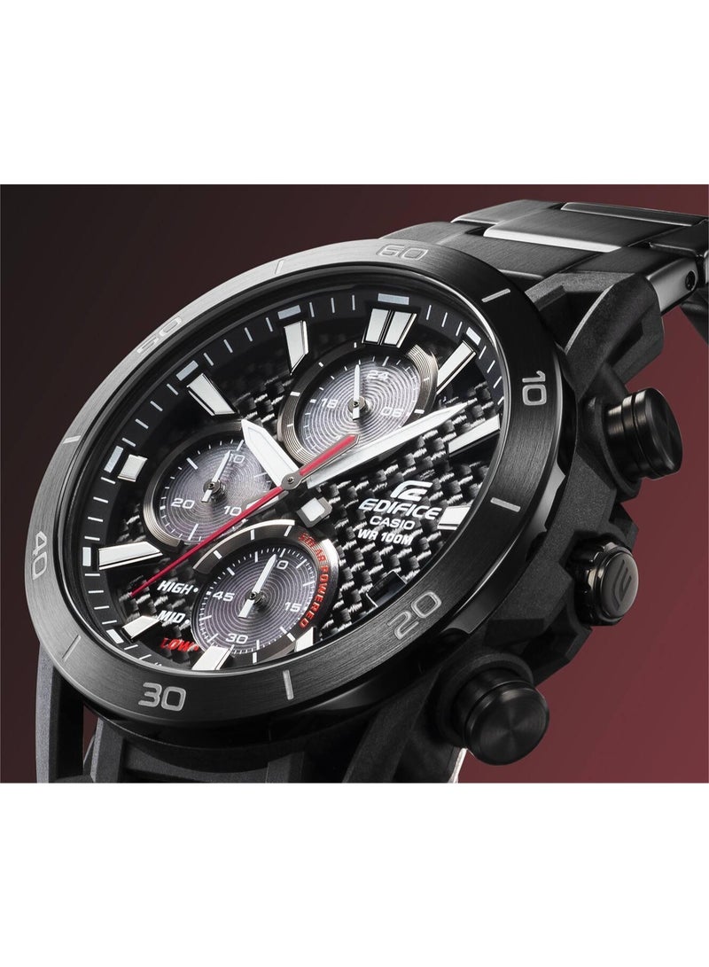 Casio Edifice EQS-960DC-1AVUDF Men’s Solar Chronograph Watch, Black Stainless Steel, Black Dial, 100m Water Resistance - Image 4