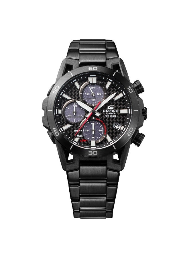 Casio Edifice EQS-960DC-1AVUDF Men’s Solar Chronograph Watch, Black Stainless Steel, Black Dial, 100m Water Resistance - Image 2