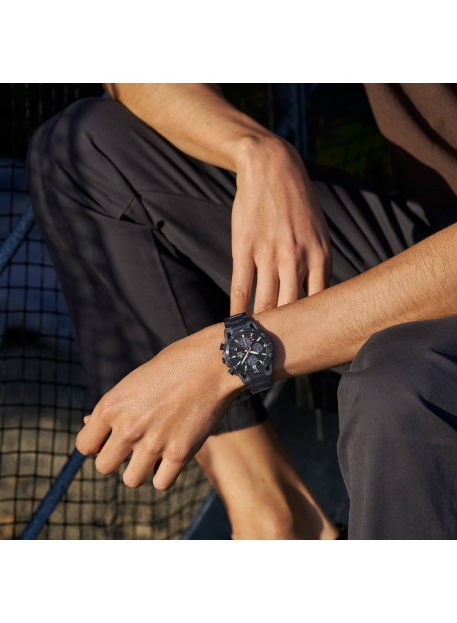 Casio Edifice EQS-960DC-1AVUDF Men’s Solar Chronograph Watch, Black Stainless Steel, Black Dial, 100m Water Resistance - Image 5