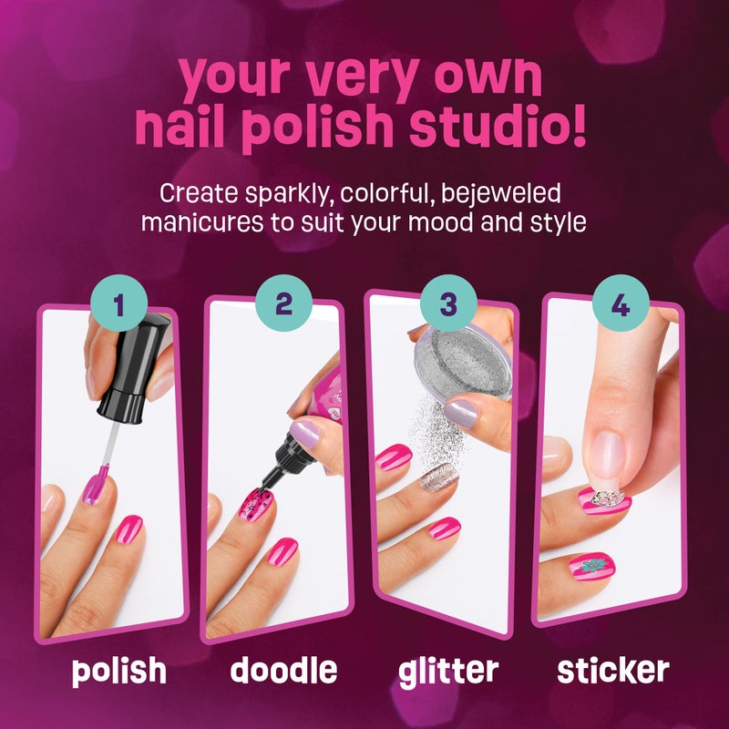 Pretty Me Nail Art Studio for Girls - Nail Polish Kit for Kids Ages 7-12 Years Old - Girl Gifts Ideas - Girls Nails Gift Set - Cool Girly Stuff - Polish, Pens, Glitter, Stickers, Gems, Filer - 8 9 10 11 12 Year - Image 5