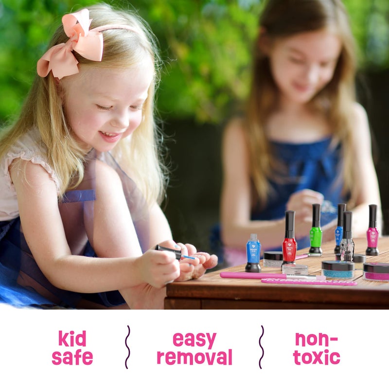 Pretty Me Nail Art Studio for Girls - Nail Polish Kit for Kids Ages 7-12 Years Old - Girl Gifts Ideas - Girls Nails Gift Set - Cool Girly Stuff - Polish, Pens, Glitter, Stickers, Gems, Filer - 8 9 10 11 12 Year - Image 3