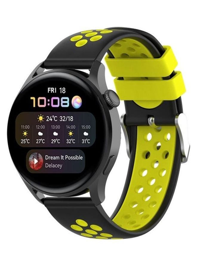إسكدنيا Replacement Strap for Huawei Watch 3/3 Pro 22mm Black/Yellow - Image 4