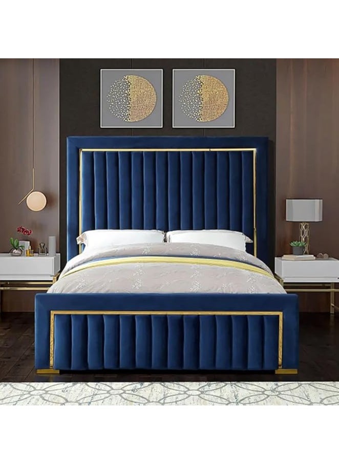 Poppins Home Poppins HOME Modern luxury high back double wedding bed (Blue)  - Image 1