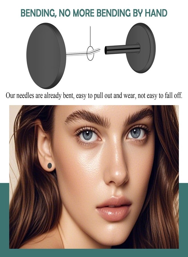 ZDE Women Earrings Threadless Flat Back Dot Earrings Titanium Hypoallergenic Cartilage Non-Nickel Black Push in Earrings Studs for Sensitive Ears Simple Classic Earstuds (Black, 5MM) - Image 3