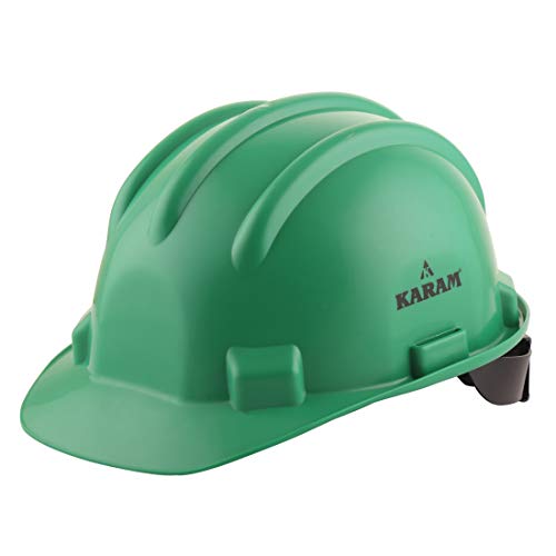 KARAM PN521 Safety Helmet for Men Construction Helmet | Ratchet Type Adjustment with Adjustable Chin Strap | Work Helmet with Side Slot for Attachment | is:2925:1984 Certified | HYD Green - Image 1