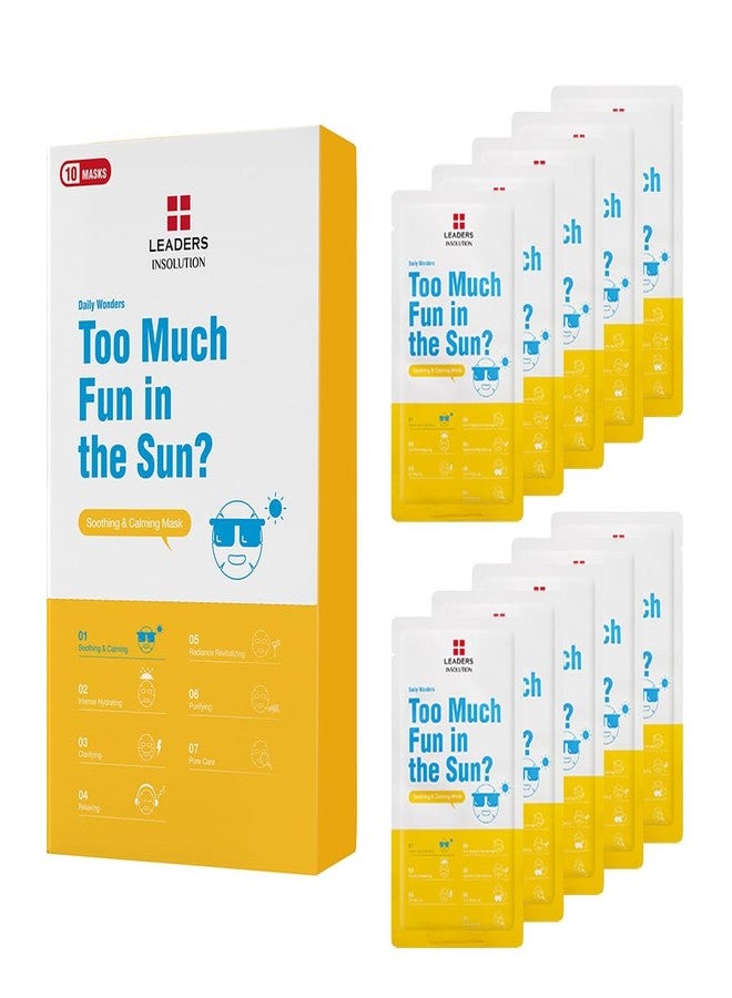 Leaders Insolution Daily Wonders Too Much Fun in the Sun? Facial Mask Sheet Soothing and Calming Hydrating Korean Skincare (10 Sheets) - Image 1