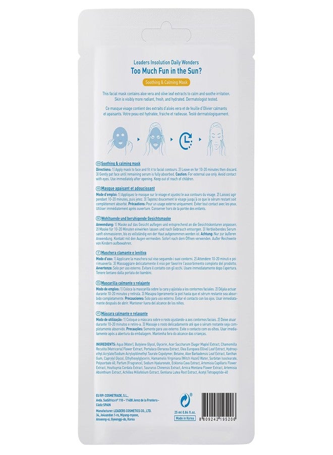 Leaders Insolution Daily Wonders Too Much Fun in the Sun? Facial Mask Sheet Soothing and Calming Hydrating Korean Skincare (10 Sheets) - Image 4