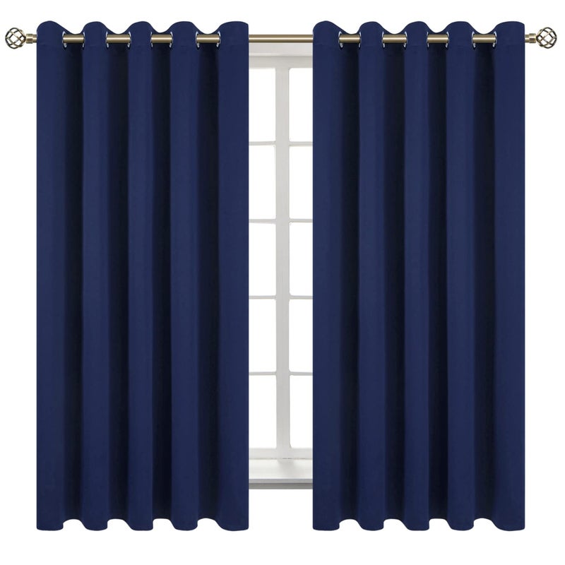 BGment Blackout Curtains for Bedroom  Grommet Thermal Insulated Room Darkening Curtains for Living Room Set of 2 Panels 70 x 63 Inch Navy Blue