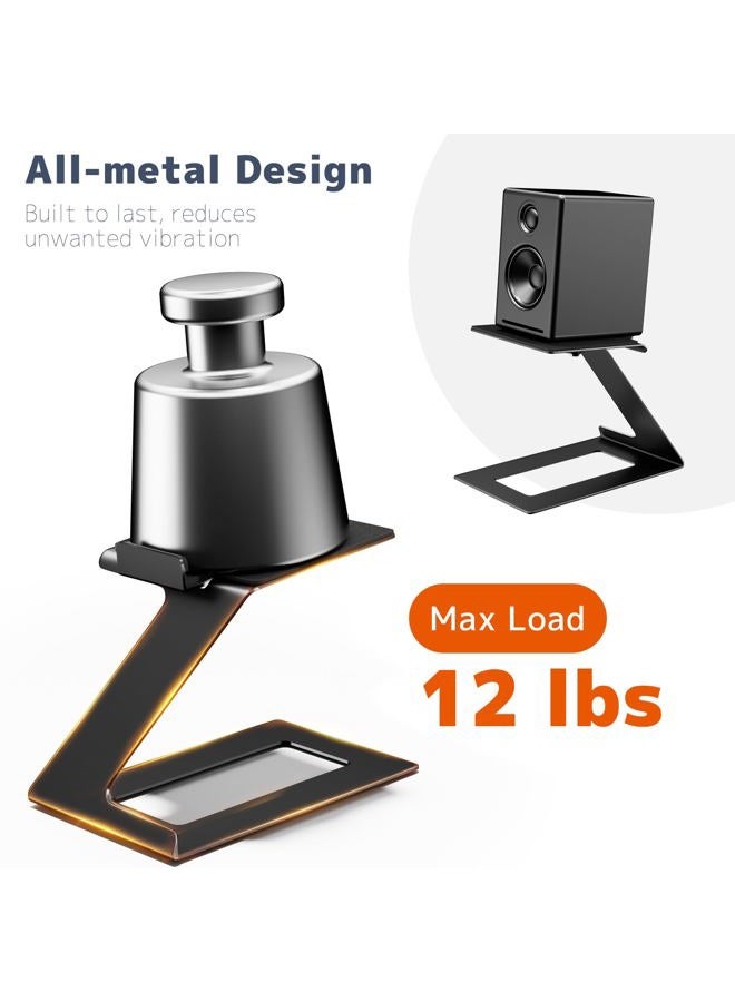 PUTORSEN Desktop Speaker Stands Pair, Speaker Riser for Most Small & Medium Bookshelf Speakers, Computer Speakers, and Studio Monitors, Cantilevered Speaker Stand with Vibration Absorption Pad, Black - Image 4
