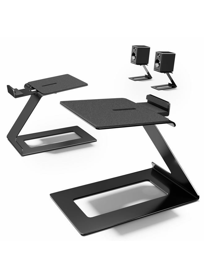 PUTORSEN Desktop Speaker Stands Pair, Speaker Riser for Most Small & Medium Bookshelf Speakers, Computer Speakers, and Studio Monitors, Cantilevered Speaker Stand with Vibration Absorption Pad, Black - Image 1