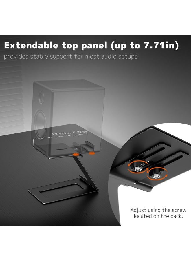 PUTORSEN Desktop Speaker Stands Pair, Speaker Riser for Most Small & Medium Bookshelf Speakers, Computer Speakers, and Studio Monitors, Cantilevered Speaker Stand with Vibration Absorption Pad, Black - Image 2