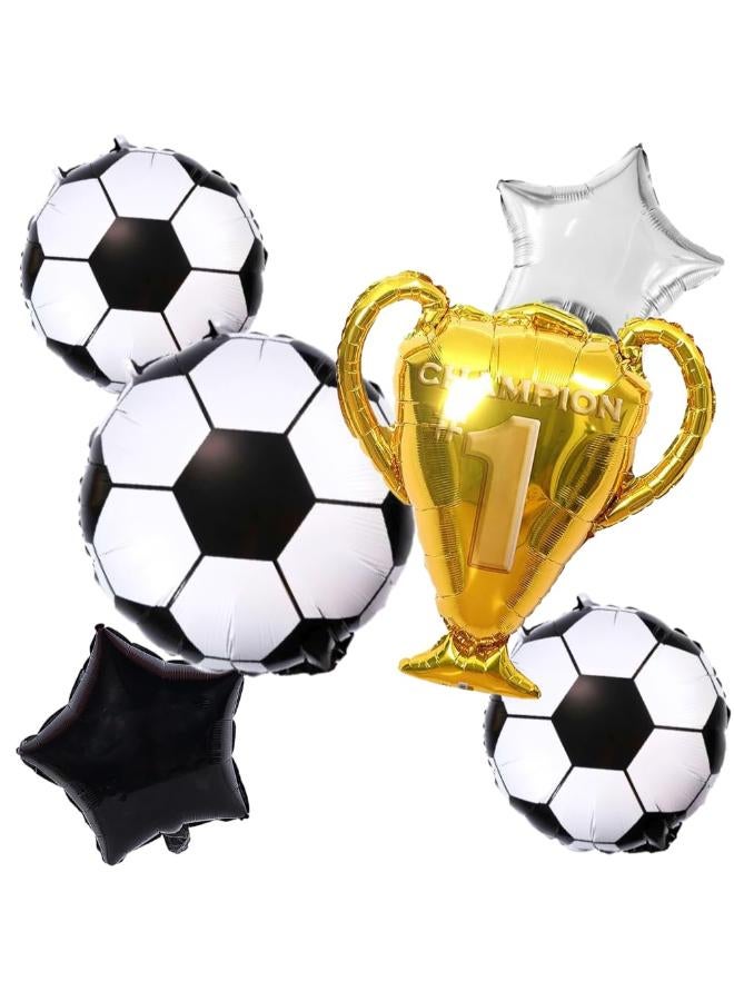 6 Pcs Foot Ball Foil Balloons Soccer Theme Birthday Decoration Items MVP Champion Trophy Balloon Football Birthday Theme Decoration (Pack of 6, Multicolor) - Image 3