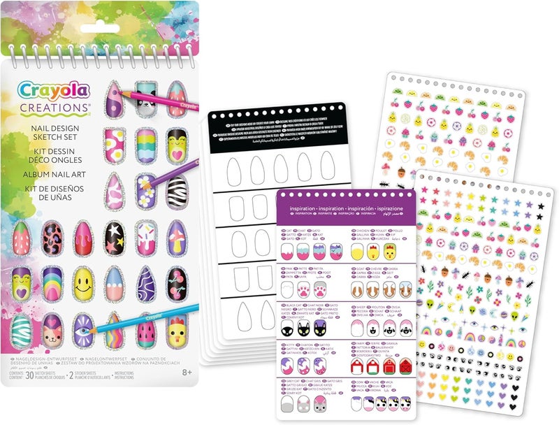 Crayola Nail Design Portfolio – 30-Page Creative Activity Book with Stickers | DIY Nail Art Sketch & Design Set for Girls Ages 8+ | Fashion & Art Fun - Image 1