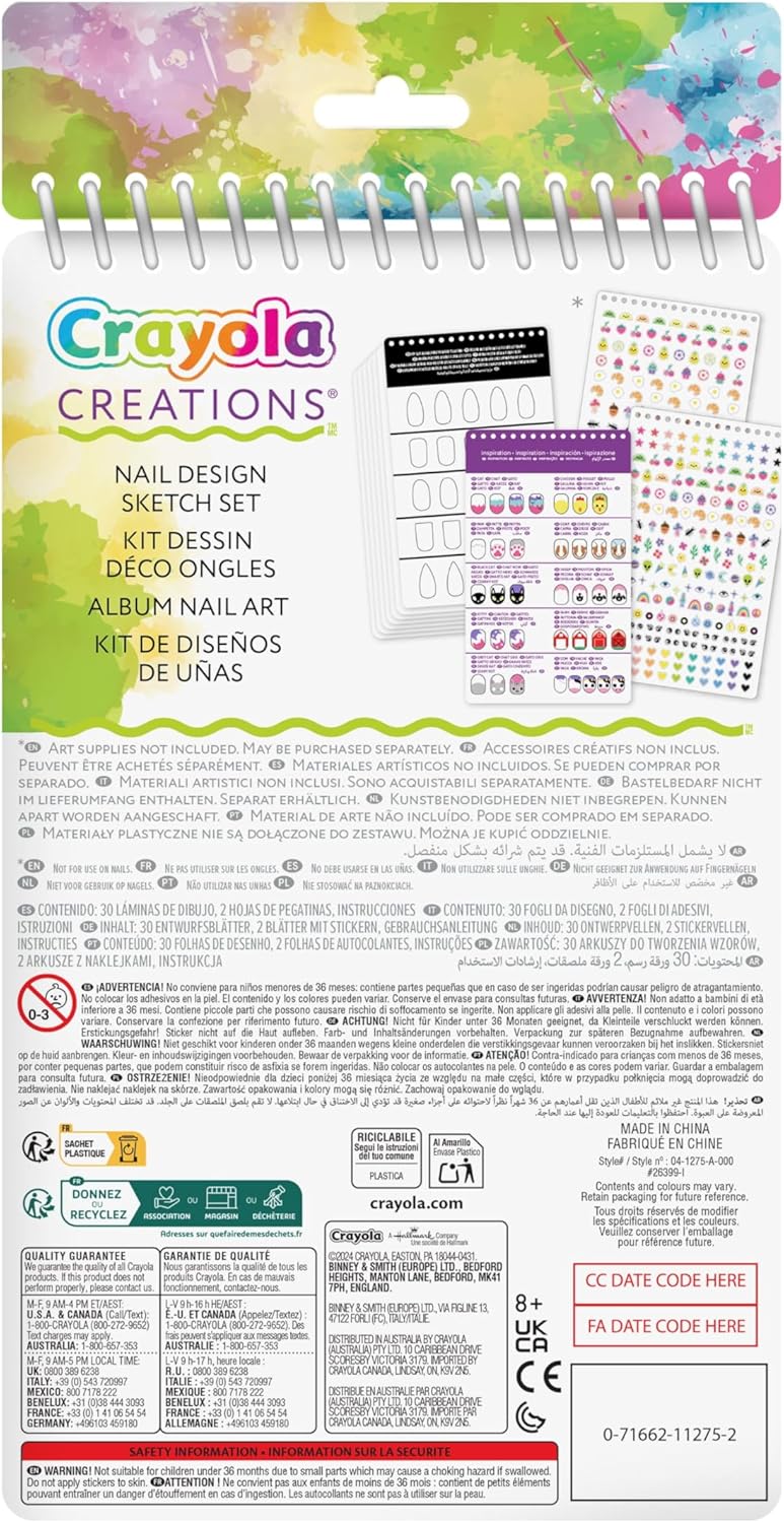 Crayola Nail Design Portfolio – 30-Page Creative Activity Book with Stickers | DIY Nail Art Sketch & Design Set for Girls Ages 8+ | Fashion & Art Fun - Image 4