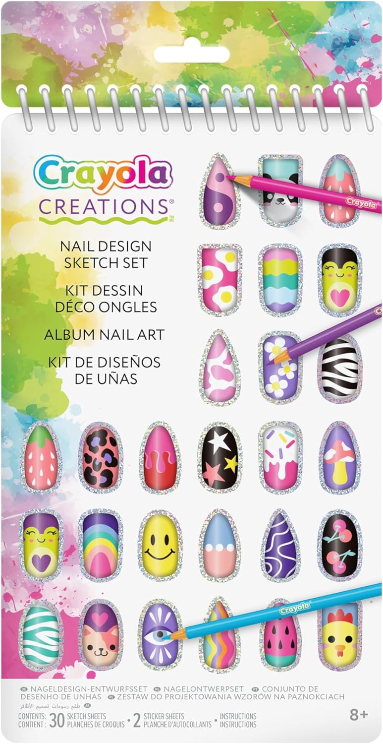 Crayola Nail Design Portfolio – 30-Page Creative Activity Book with Stickers | DIY Nail Art Sketch & Design Set for Girls Ages 8+ | Fashion & Art Fun - Image 2