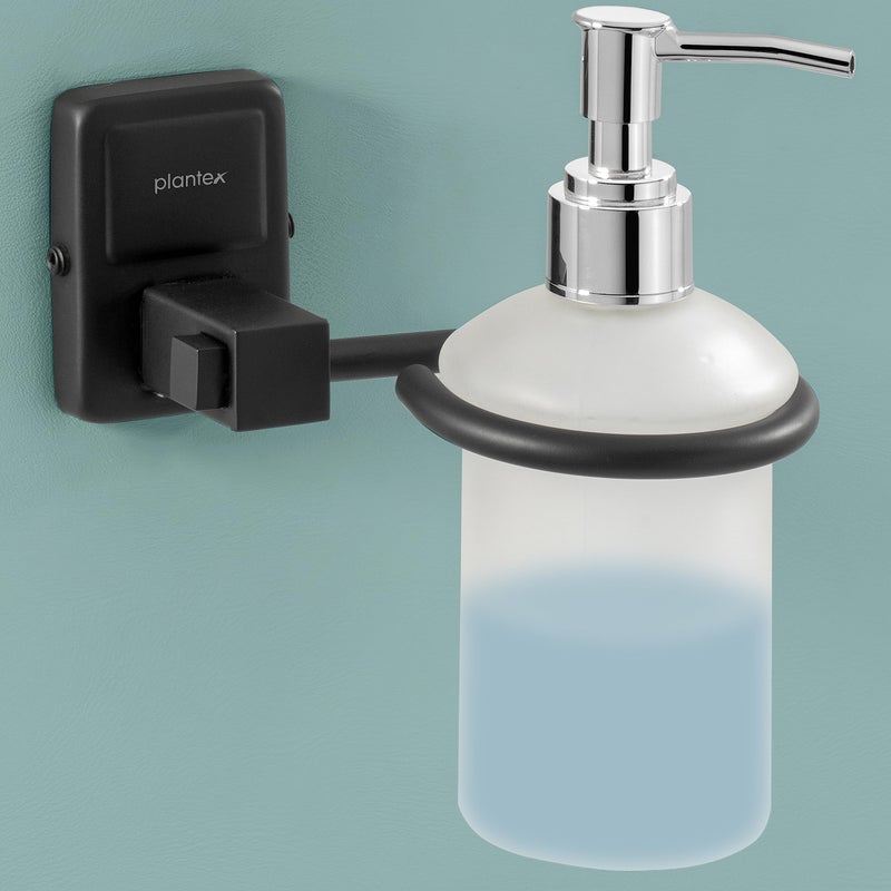 Plantex 304 Grade Stainless Steel Washroom Set of 2 - Toilet Paper Holder/Stand/Liquid Soap Dispenser - Darcy (Black) - Image 4