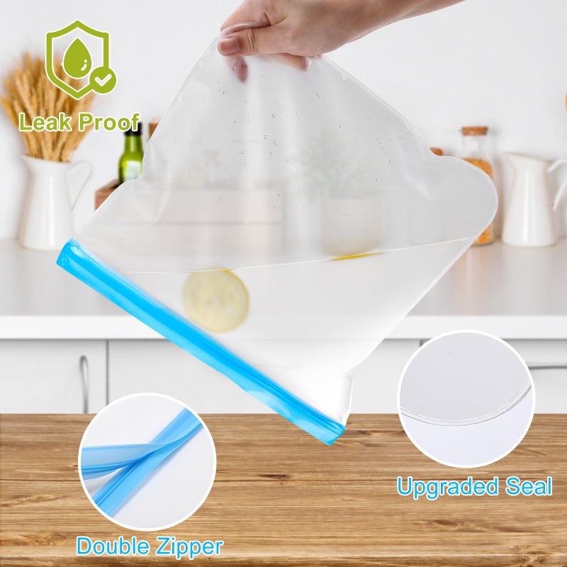 Lerine 9 Pack Reusable Sandwich Bags Dishwasher Safe, BPA Free Food Storage Bags, Extra Thick Leakproof Reusable Quart Bags for Marinate Meats, Cereal, Sandwich, Home Organization - Image 3