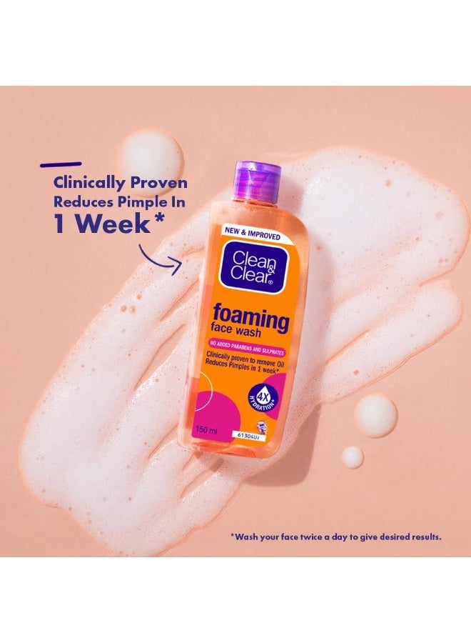 Clean & Clear Foaming Face Wash For Oily Skin, 150ml - Image 3