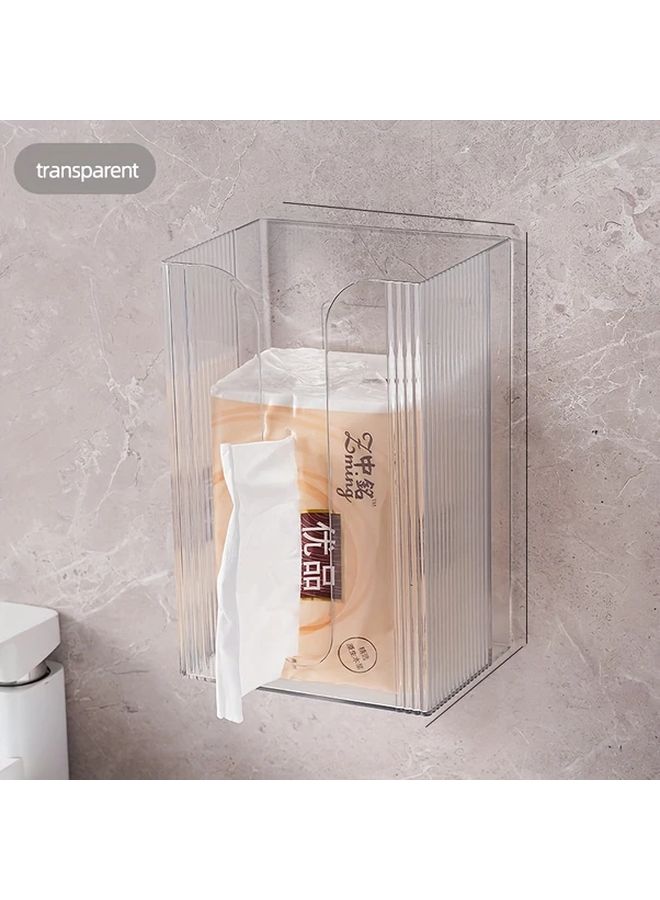 2 Pack Modern Square Wall Mounted Tissue Box Transparent White Minimalist Bathroom Organizer - Image 1