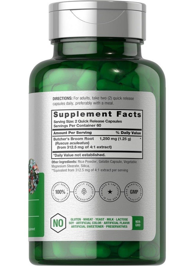 Horbäach Horbaach Butchers Broom Capsules 1250mg | 120 Count | Non-GMO, Gluten Free | Traditional Herb Root Extract Supplement - Image 2