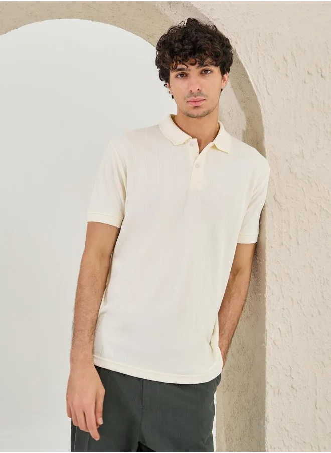 ستايلي Ribbed Textured Relaxed Fit Polo