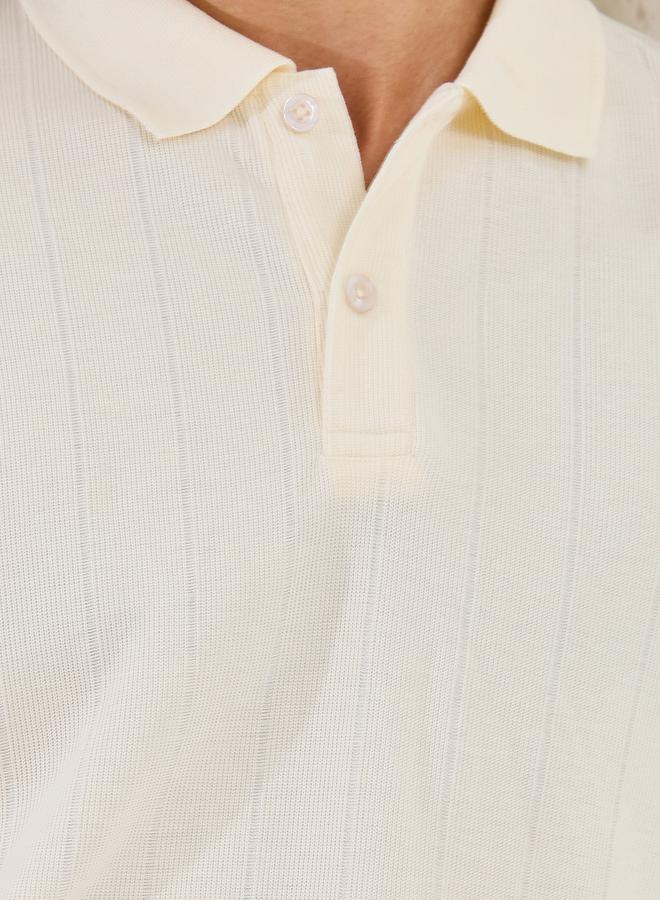 Styli Ribbed Textured Relaxed Fit Polo - Image 3