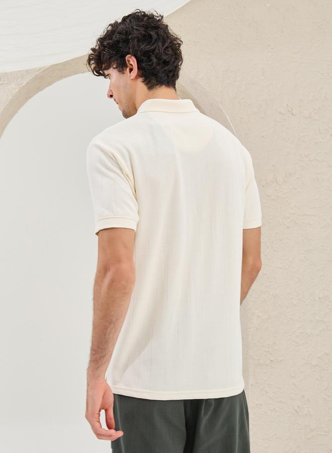 Styli Ribbed Textured Relaxed Fit Polo - Image 4