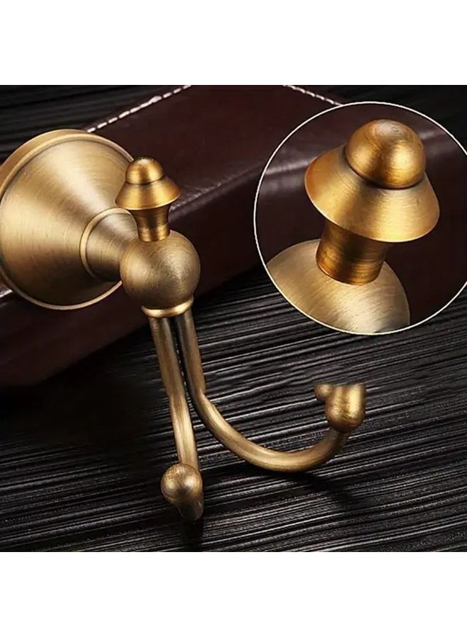 Horn Hook Traditional Brass Wall Mounted Towel Hanger Antique Style Double Coat Hooks Easy Install Bathroom Accessory - Image 3