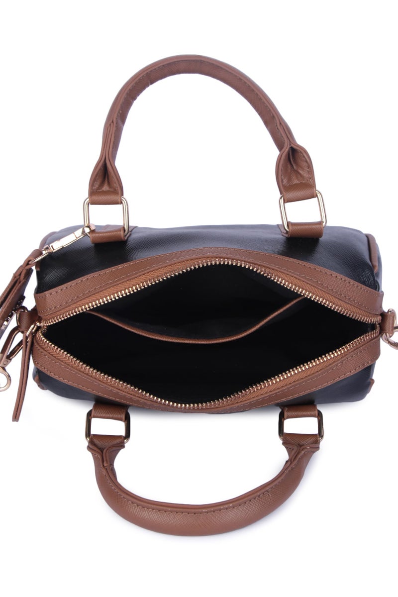 Ceres Mini Duffle Crossbody Bag for Women | Stylish Small Handbag with Top Handle | Adjustable Strap & Attached Travel Mirror | Crossbody Sling Bags - Black - Image 4
