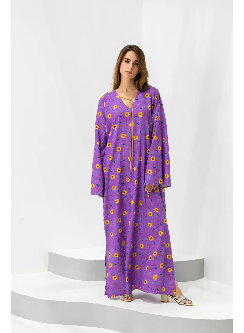 Reem Abayas Purple Sequin Kaftan