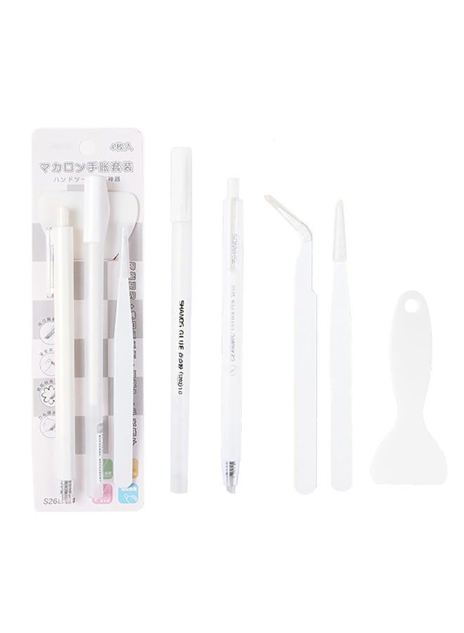 Doraking White Scrapbooking Tools with Glue Tweezer Shovel Cutter Pen for Crafting, Scrapbooking, Card Making, Paper Crafts - Image 1