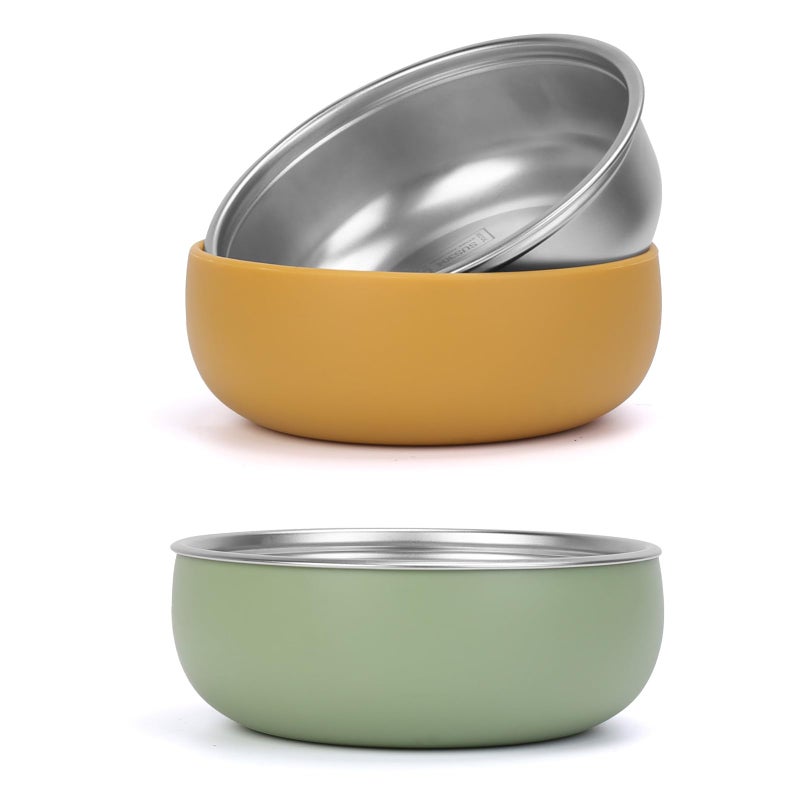 ShineMe Baby Bowls 2 Pack, Stainless Steel Bowls for Kids with Detachable Thick Colored Silicone Shell, Unbreakable Toddler Bowls for Soup, Cereal, Snack... - Image 1