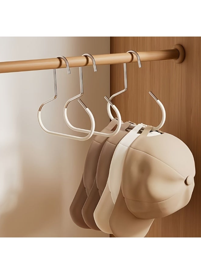 3 قطع من خطافات تخزين القبعات البسيطة، علاقات قبعات من الفولاذ المقاوم للصدأ للخزانة، حامل قبعات البيسبول، منظم للأوشحة والأحزمة وحمالات الصدر، منظم خزانة ملابس موفر للمساحة، لا يتطلب تركيبًا (أبيض) - Image 1