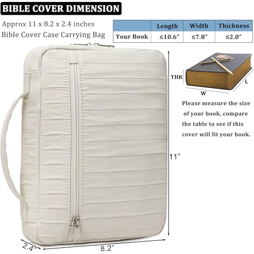 JIANYA Bible Cover Case for Women, Bible Book Cover Carrying Case with Handle and Zippered Pocket, Bible Study Supplies Gift for Women - Image 5