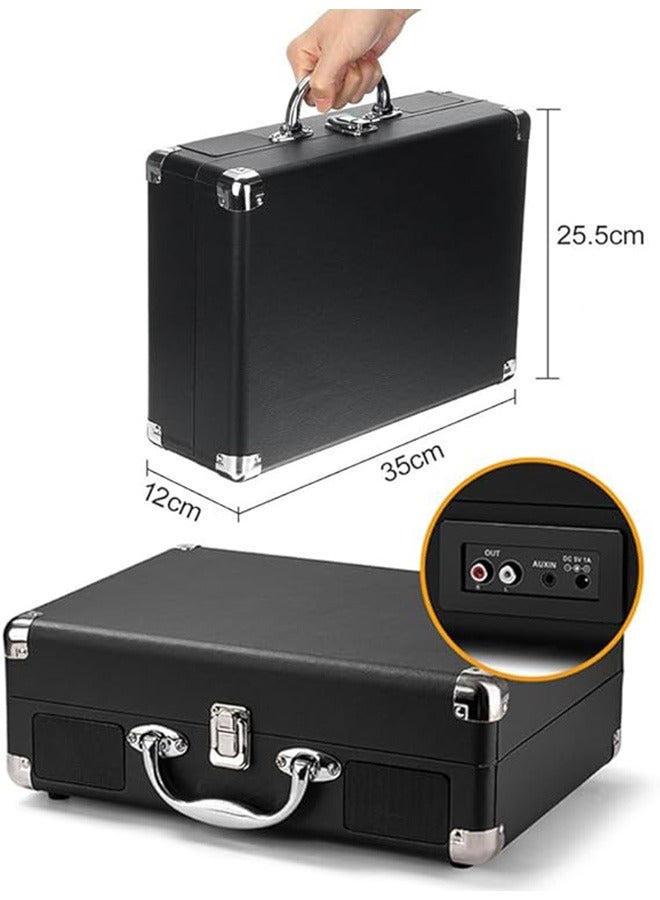 33/45/78 Rpm Vintage Bluetooth Phonograph Portable Suitcase Turntable Vinyl Gramophone Record Phone Player 90DB Music Box(Black) - Image 2