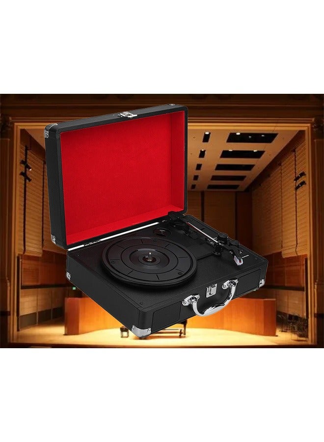 33/45/78 Rpm Vintage Bluetooth Phonograph Portable Suitcase Turntable Vinyl Gramophone Record Phone Player 90DB Music Box(Black) - Image 1