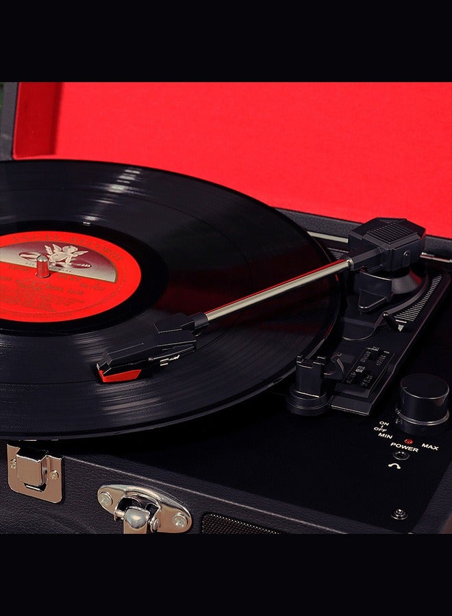 33/45/78 Rpm Vintage Bluetooth Phonograph Portable Suitcase Turntable Vinyl Gramophone Record Phone Player 90DB Music Box(Black) - Image 4