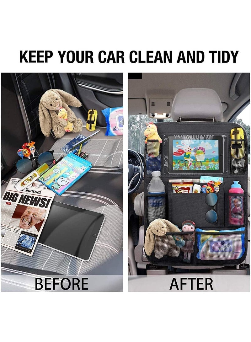 Generic 2 Pack Car Back Seat Storage Organizer with Touch Screen Tablet Holder, Kick Mats Car Seat Back Protectors, 9 Storage Pockets, for Store Bottles, Books, Toys, Snacks, etc - Image 3