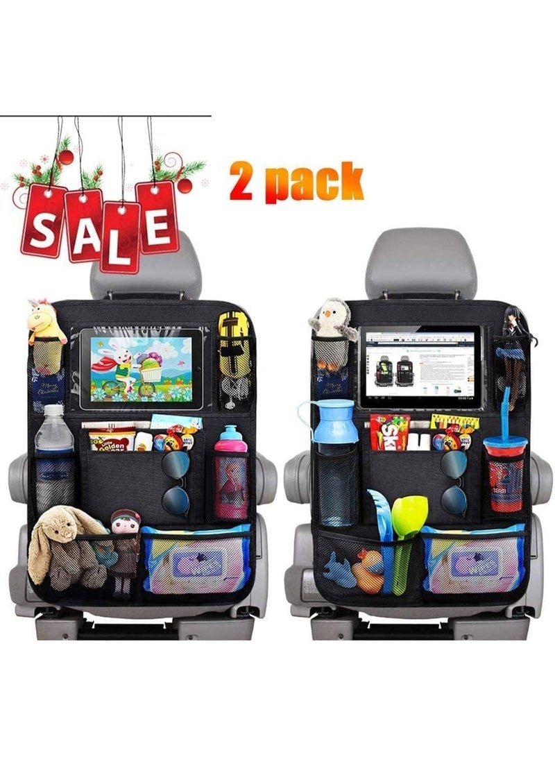 Generic 2 Pack Car Back Seat Storage Organizer with Touch Screen Tablet Holder, Kick Mats Car Seat Back Protectors, 9 Storage Pockets, for Store Bottles, Books, Toys, Snacks, etc - Image 5