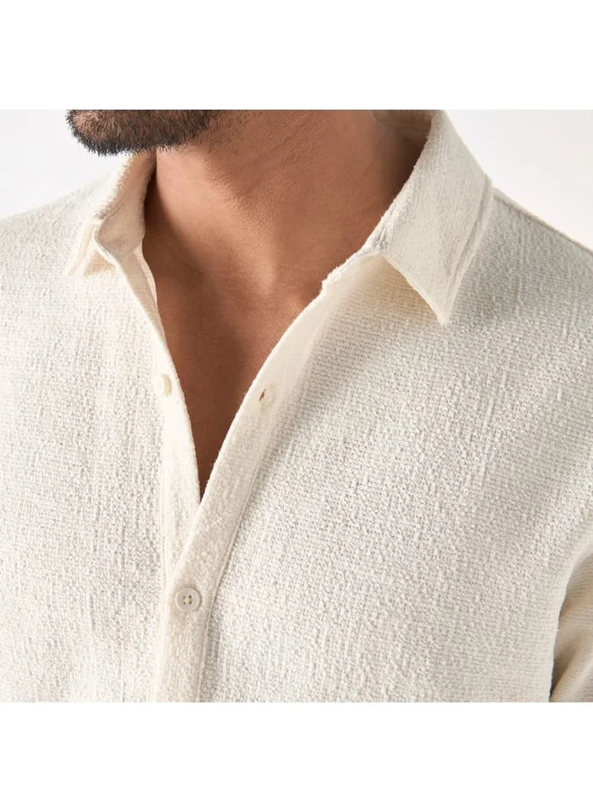 Iconic Iconic Textured Shirt with Short Sleeves