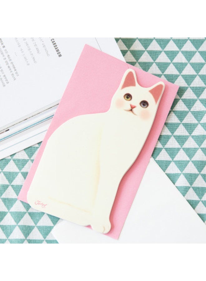 5pcs Cat-Shaped Greeting Cards – Cute Assorted Designs with Pink Envelopes for Birthdays, Thank You Notes & Gift Tags - Image 4