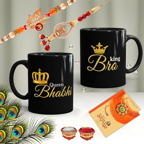 Gift Arcadia Rakhi for Brother and Bhabhi with Mug Gift Combo 330 ml, Rakshabandhan Gifts for Bhaiya Bhabhi, Rakhi Set of 2, Rakshabandhan Gift for Couple - Image 4