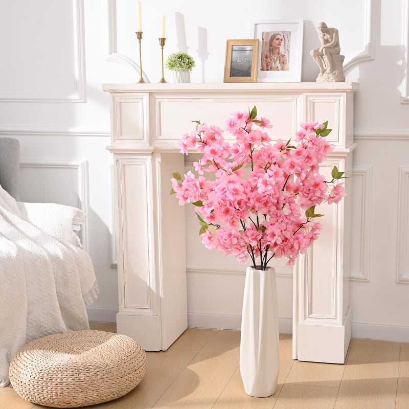 Sunm Boutique Pink Faux Cherry Blossom Branches, Artificial Cherry Blossom Stems Cherry Blossom Flowers Vase Arrangements for Wedding Home Party Kitchen Decor, Set of 3 - Image 3