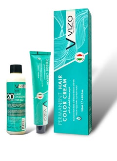 VIZO VIZO Permanent Hair Color Cream No.7.44 Medium Blonde Intense Copper with 20 vol.100ml Oxidizing  - Image 1
