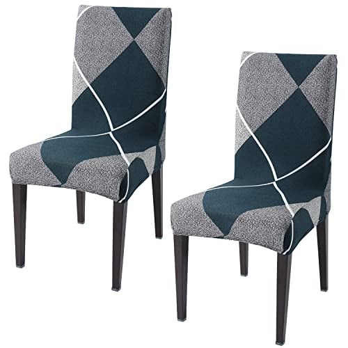 HOKIPO Cover for Dining Chair 2 Seats Elastic Slip Covers (AR-4097-D15*2),Blue - Image 1