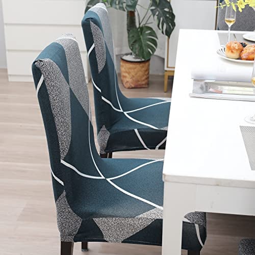 HOKIPO Cover for Dining Chair 2 Seats Elastic Slip Covers (AR-4097-D15*2),Blue - Image 3