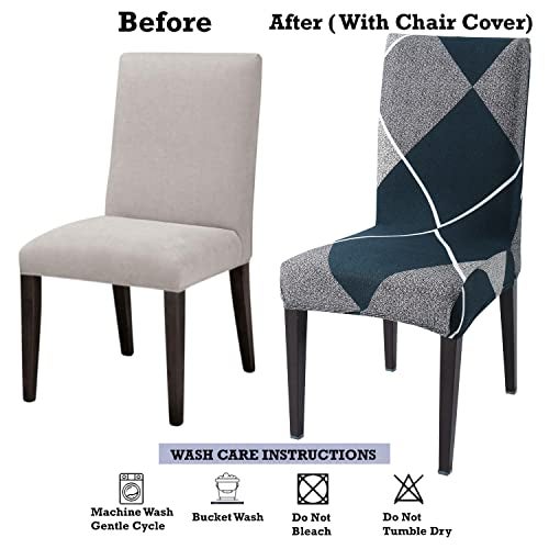 HOKIPO Cover for Dining Chair 2 Seats Elastic Slip Covers (AR-4097-D15*2),Blue - Image 5