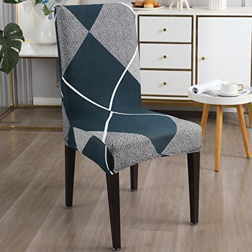 HOKIPO Cover for Dining Chair 2 Seats Elastic Slip Covers (AR-4097-D15*2),Blue - Image 2