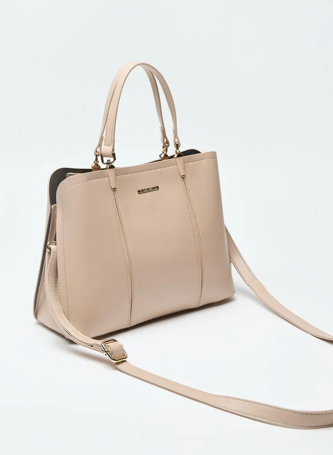 Flora Bella By Shoexpress Solid Tote Bag with Handle and Zip Closure