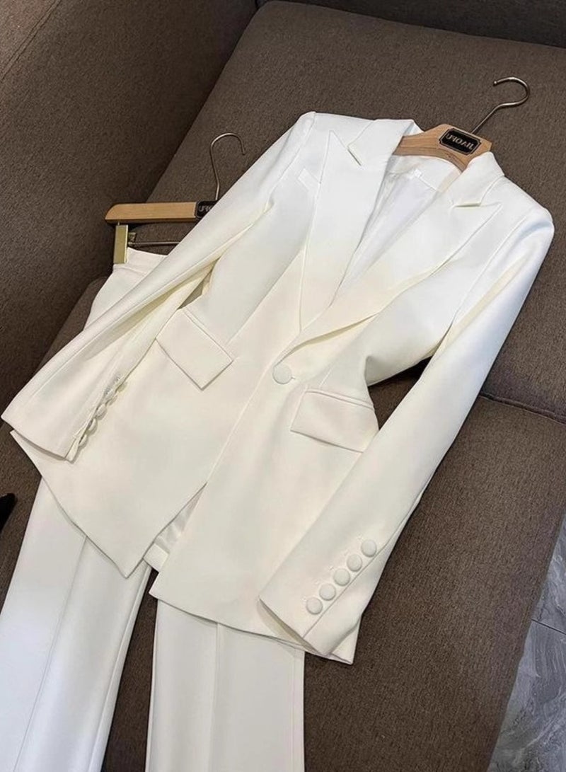 Shougu Fashion One Button Cloth Buckle Suit And Flared Pants Set  - Image 3